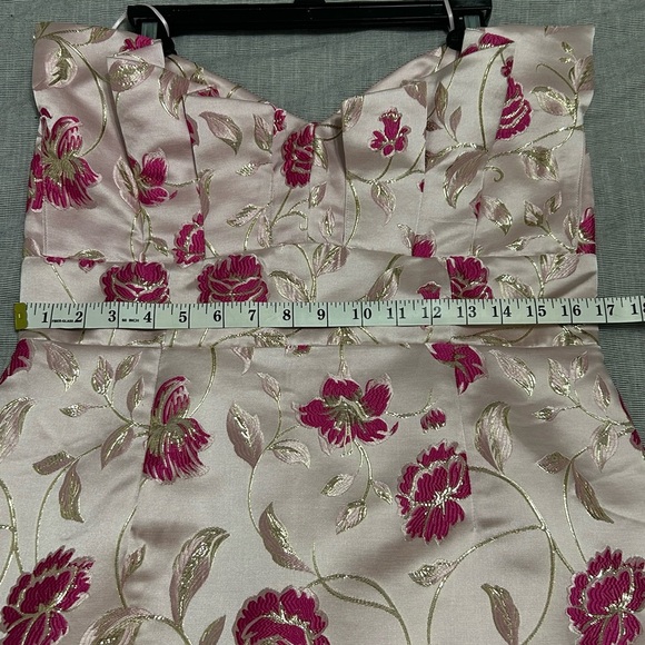 Fate Floral Jacquard Strapless Dress Pink Women’s Large Wedding Formal Banquet - Picture 7 of 9